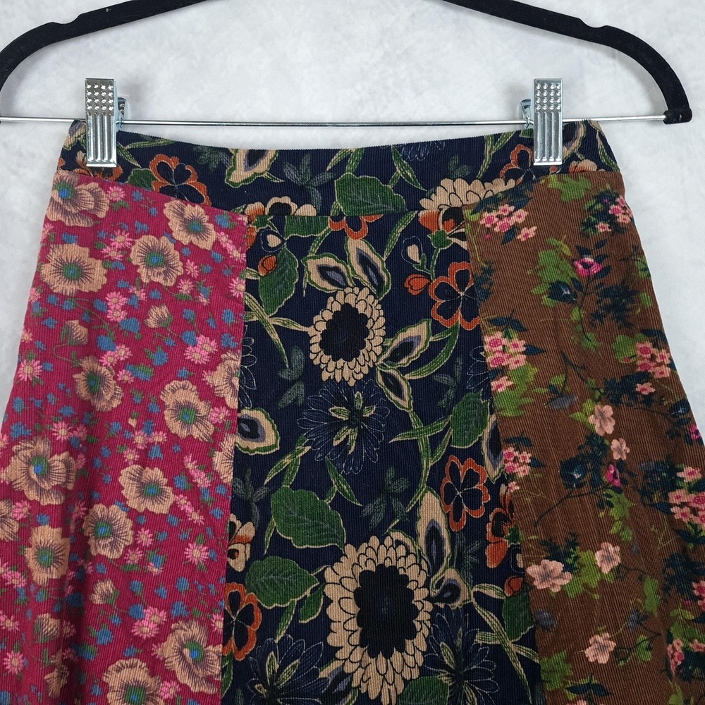 Natural Life Skirt Womens XS Multicolor Floral Corduroy Patchwork Maxi Peasant - Picture 2 of 16